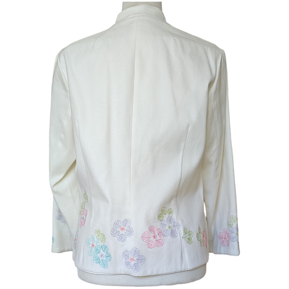 Sigrid Olsen Sport White Floral Embroidered Hook Eye Closure Jacket Sz 10 Lined - Picture 3 of 11